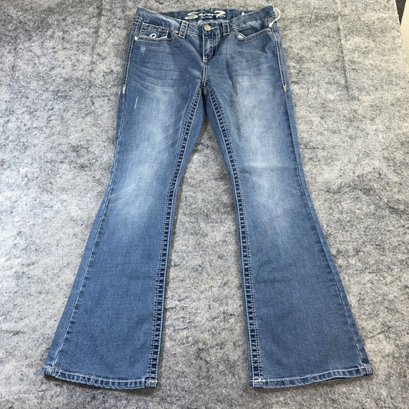 Seven7 Denim - Seven 7 Bootcut Jeans Women's 12 Light Wash Denim Embellished Pockets Cowgirl
